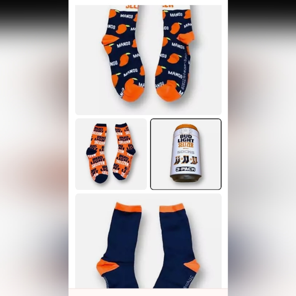 Men's Bud Light Mango Seltzer Crew Socks (3 Pairs)(6-13)